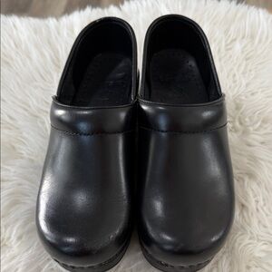 Dansko Black Leather Mules